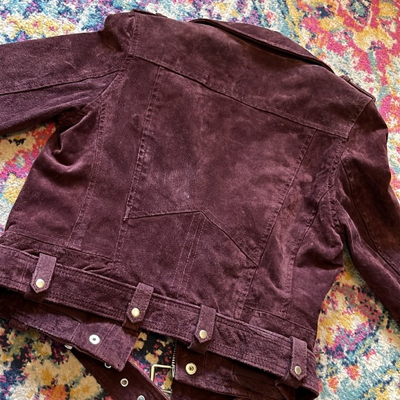 Blank NYC Suede Moto jacket in wine, size small - Picture 8 of 10